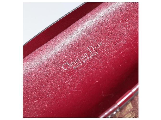 Borsa a tracolla con catena in tela Christian Dior Trotter Rosso Oro Auth 190630 - vista 16
