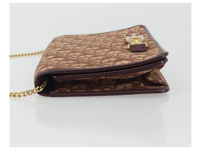 Borsa a tracolla con catena in tela Christian Dior Trotter Rosso Oro Auth 190630 - vista 5