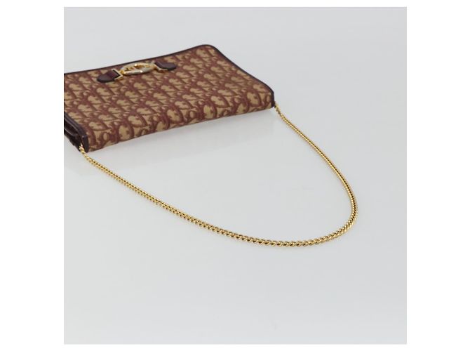 Borsa a tracolla con catena in tela Christian Dior Trotter Rosso Oro Auth 190630 - vista 7