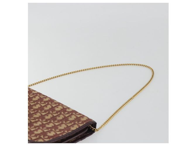 Borsa a tracolla con catena in tela Christian Dior Trotter Rosso Oro Auth 190630 - vista 8