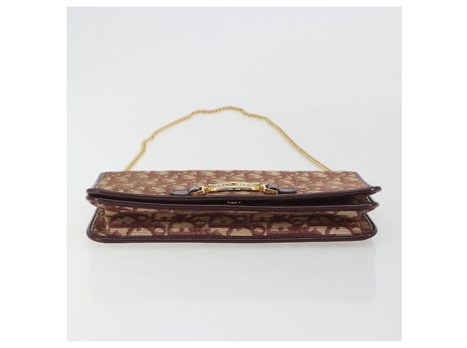 Borsa a tracolla con catena in tela Christian Dior Trotter Rosso Oro Auth 190630 - vista 9