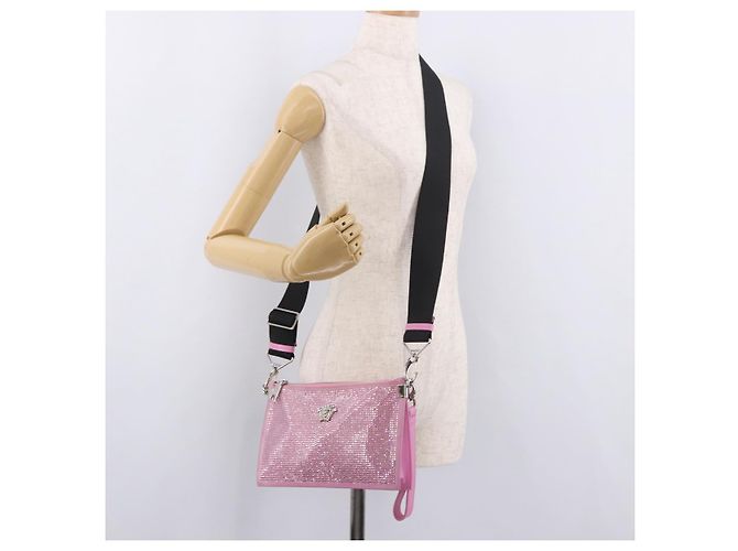 Borsa a Spalla VERSACE in Pelle Rosa Argento Auth BA13994A - vista 22