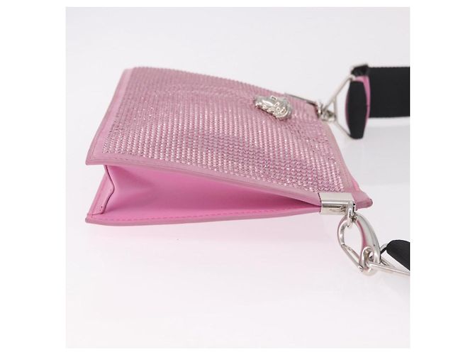 Borsa a Spalla VERSACE in Pelle Rosa Argento Auth BA13994A - vista 3
