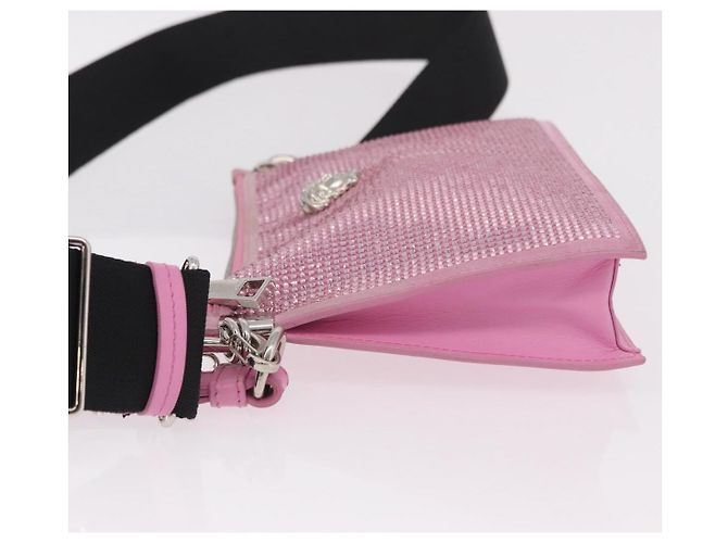 Borsa a Spalla VERSACE in Pelle Rosa Argento Auth BA13994A - vista 4