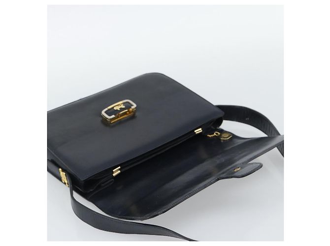 Céline Borsa a tracolla CELINE in pelle blu navy e oro Auth mr2716 D'oro - vista 14