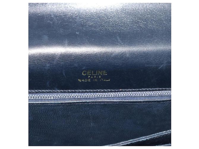 Céline Borsa a tracolla CELINE in pelle blu navy e oro Auth mr2716 D'oro - vista 15