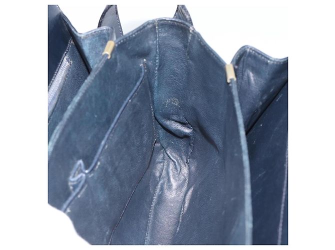 Céline Borsa a tracolla CELINE in pelle blu navy e oro Auth mr2716 D'oro - vista 17