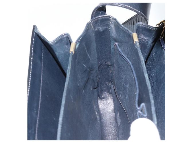 Céline Borsa a tracolla CELINE in pelle blu navy e oro Auth mr2716 D'oro - vista 18