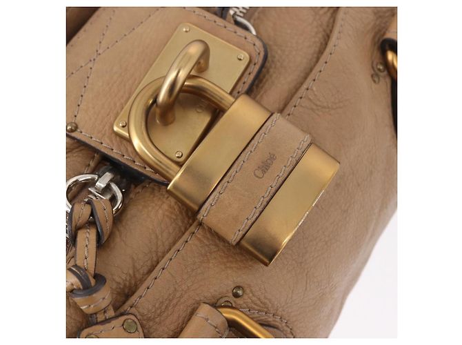 Chloé Borsa Chloe Paddington in Pelle Beige Oro Argento Auth 190482V D'oro - vista 16