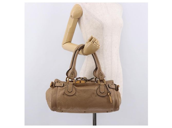 Chloé Borsa Chloe Paddington in Pelle Beige Oro Argento Auth 190482V D'oro - vista 26