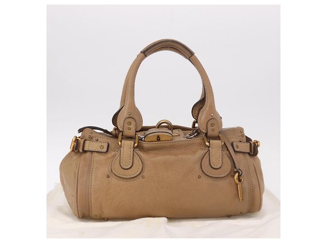 Chloé Borsa Chloe Paddington in Pelle Beige Oro Argento Auth 190482V D'oro - vista 27