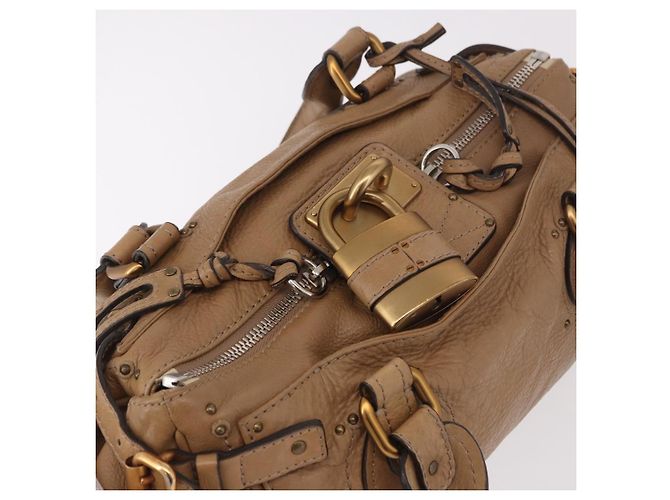 Chloé Borsa Chloe Paddington in Pelle Beige Oro Argento Auth 190482V D'oro - vista 7