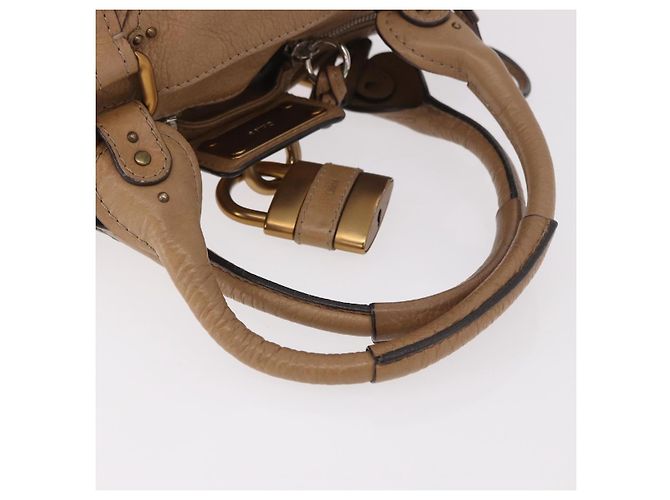 Chloé Borsa Chloe Paddington in Pelle Beige Oro Argento Auth 190482V D'oro - vista 8