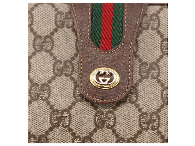 Borsa GUCCI GG Supreme Web Sherry Line PVC Beige Oro 116 02 076 Auth 190492 D'oro - vista 14