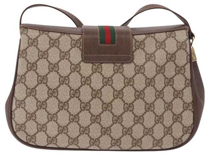 Borsa GUCCI GG Supreme Web Sherry Line PVC Beige Oro 116 02 076 Auth 190492 D'oro - vista 3