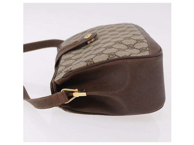 Borsa GUCCI GG Supreme Web Sherry Line PVC Beige Oro 116 02 076 Auth 190492 D'oro - vista 5