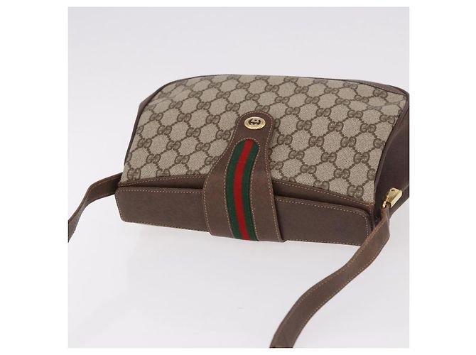 Borsa GUCCI GG Supreme Web Sherry Line PVC Beige Oro 116 02 076 Auth 190492 D'oro - vista 6