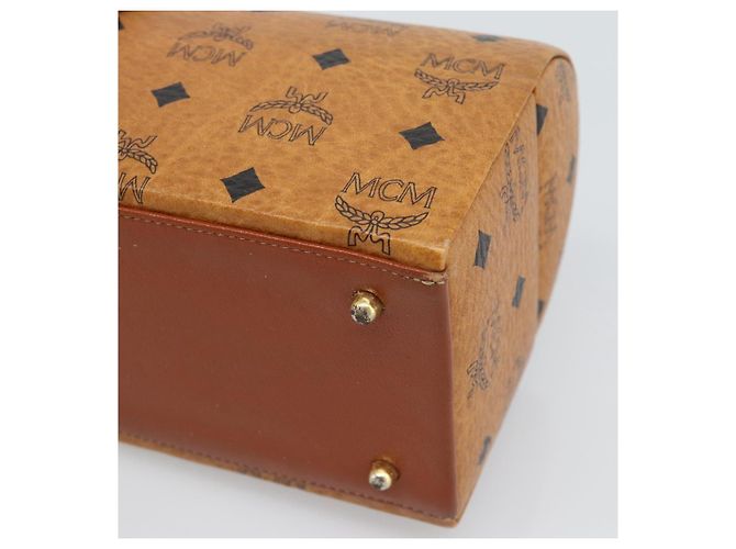 Borsa Vanity MCM Vicetos Logogram PVC Pelle Marrone Oro Auth 190615A D'oro - vista 12