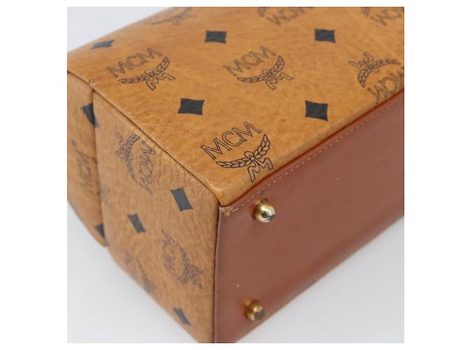 Borsa Vanity MCM Vicetos Logogram PVC Pelle Marrone Oro Auth 190615A D'oro - vista 13