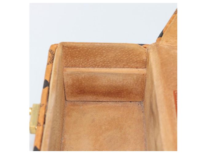Borsa Vanity MCM Vicetos Logogram PVC Pelle Marrone Oro Auth 190615A D'oro - vista 20