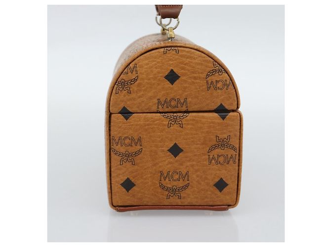 Borsa Vanity MCM Vicetos Logogram PVC Pelle Marrone Oro Auth 190615A D'oro - vista 4