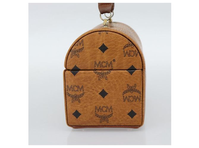 Borsa Vanity MCM Vicetos Logogram PVC Pelle Marrone Oro Auth 190615A D'oro - vista 5