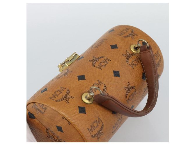 Borsa Vanity MCM Vicetos Logogram PVC Pelle Marrone Oro Auth 190615A D'oro - vista 6