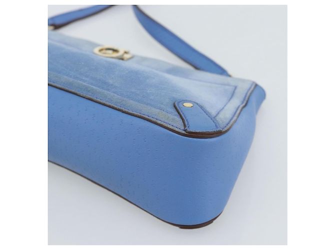 Borsa a tracolla Salvatore Ferragamo Gancini in scamosciato blu e oro Auth 190833 D'oro - vista 10