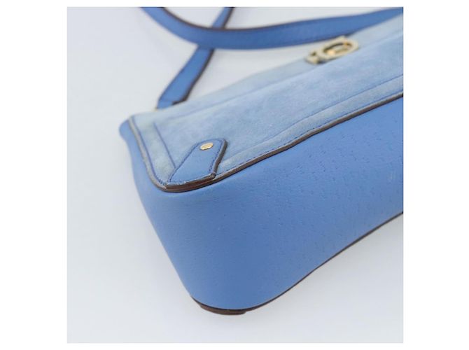 Borsa a tracolla Salvatore Ferragamo Gancini in scamosciato blu e oro Auth 190833 D'oro - vista 11
