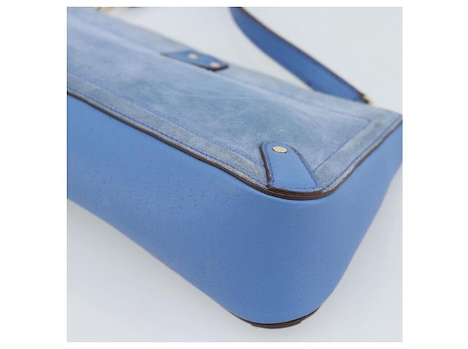 Borsa a tracolla Salvatore Ferragamo Gancini in scamosciato blu e oro Auth 190833 D'oro - vista 12