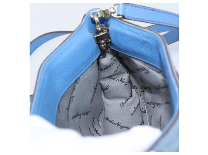 Borsa a tracolla Salvatore Ferragamo Gancini in scamosciato blu e oro Auth 190833 D'oro - vista 18