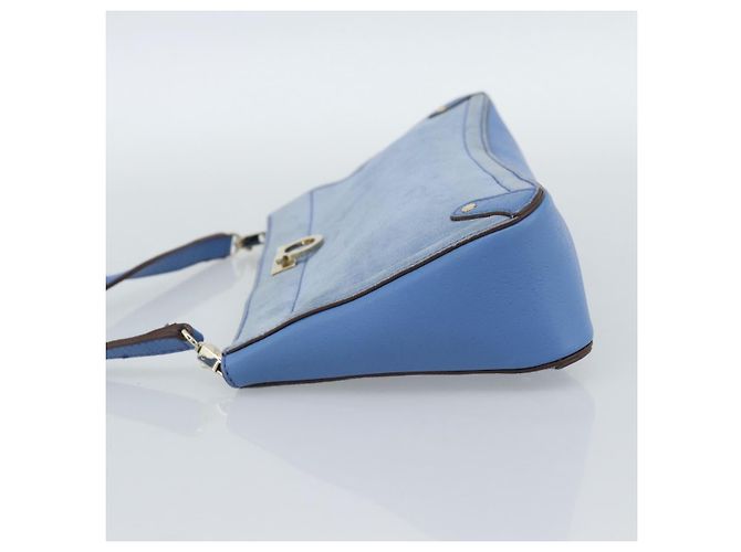 Borsa a tracolla Salvatore Ferragamo Gancini in scamosciato blu e oro Auth 190833 D'oro - vista 4