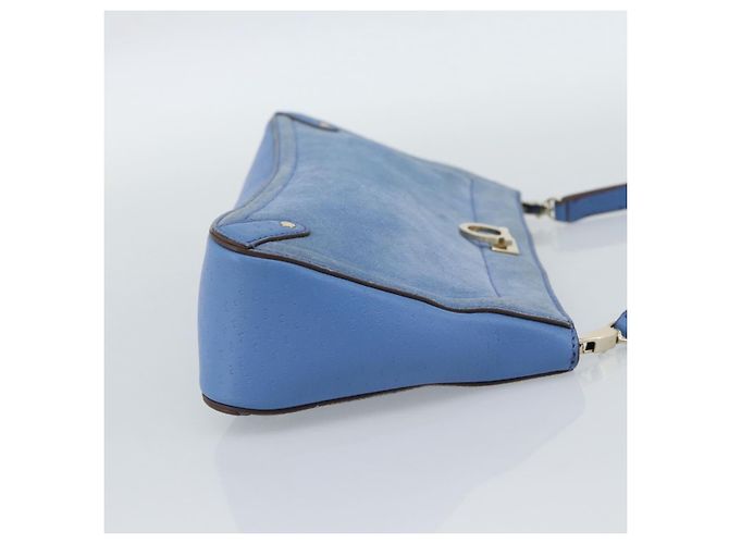 Borsa a tracolla Salvatore Ferragamo Gancini in scamosciato blu e oro Auth 190833 D'oro - vista 5