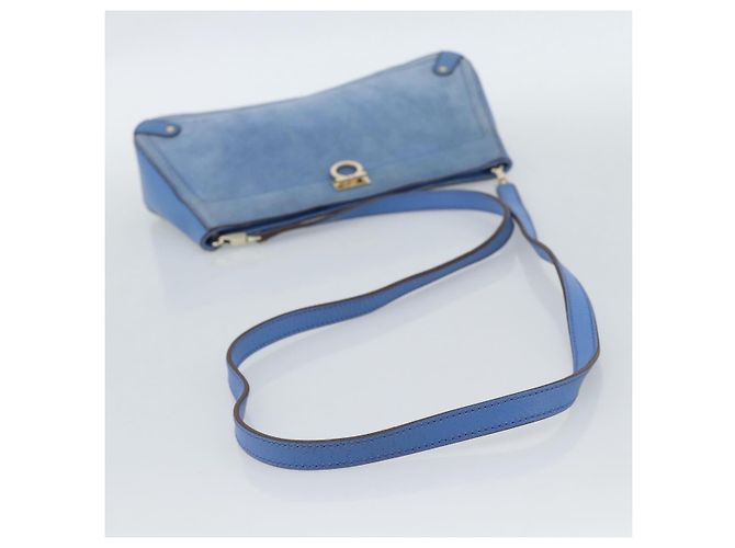 Borsa a tracolla Salvatore Ferragamo Gancini in scamosciato blu e oro Auth 190833 D'oro - vista 7