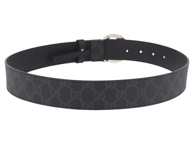 Ceinture GUCCI GG Supreme Interlocking G PVC 37.4" Black 703147 Auth BA13819V Noir Argenté - vue 2
