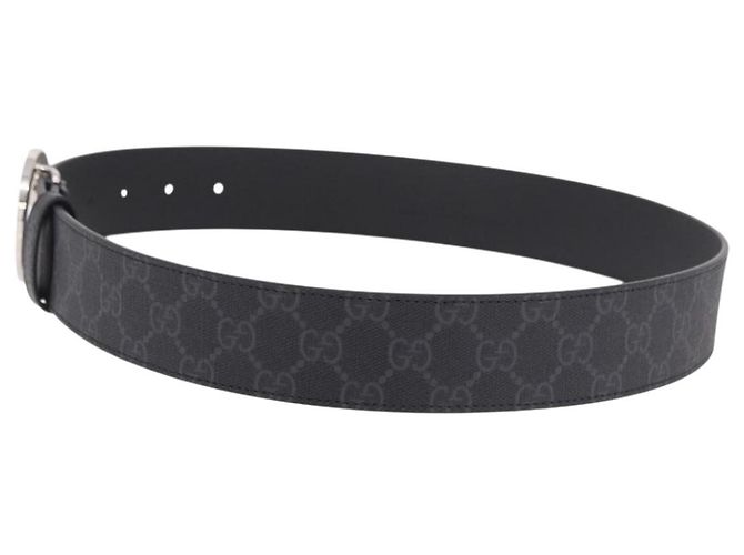 Ceinture GUCCI GG Supreme Interlocking G PVC 37.4" Black 703147 Auth BA13819V Noir Argenté - vue 3