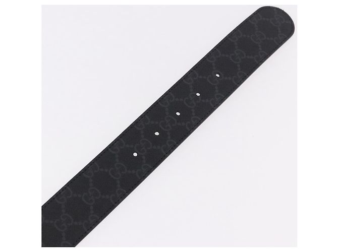Ceinture GUCCI GG Supreme Interlocking G PVC 37.4" Black 703147 Auth BA13819V Noir Argenté - vue 7