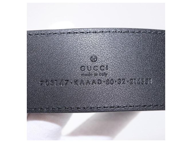 Ceinture GUCCI GG Supreme Interlocking G PVC 37.4" Black 703147 Auth BA13819V Noir Argenté - vue 9