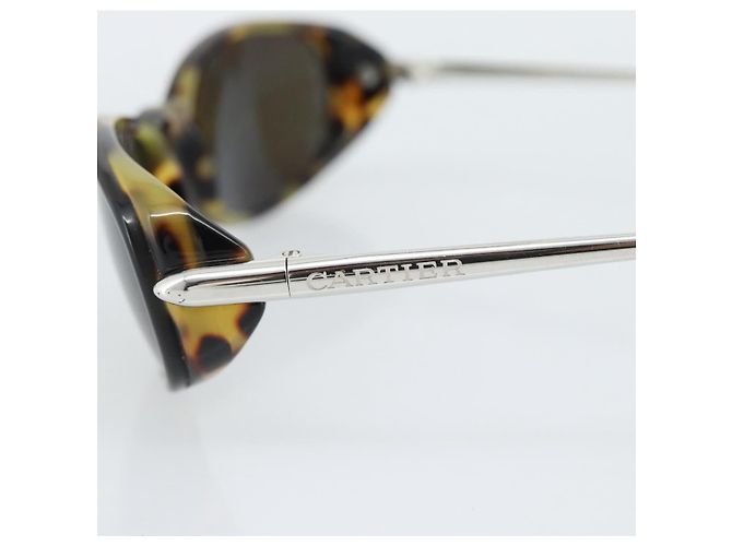 Gafas de Sol CARTIER Tortoise Metal Brown Silver Auth BA14032V Castaño Plata - vista 7