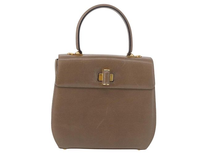Borsa Salvatore Ferragamo Gancini in pelle beige oro Auth 191690 - vista 2
