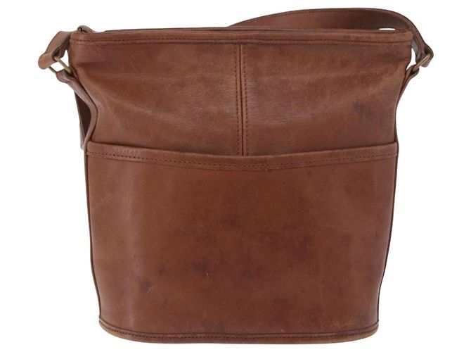Borsa a Spalla Coach in Pelle Marrone e Oro Auth 189421 D'oro - vista 2
