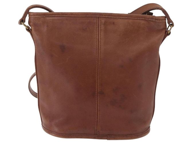 Borsa a Spalla Coach in Pelle Marrone e Oro Auth 189421 D'oro - vista 3