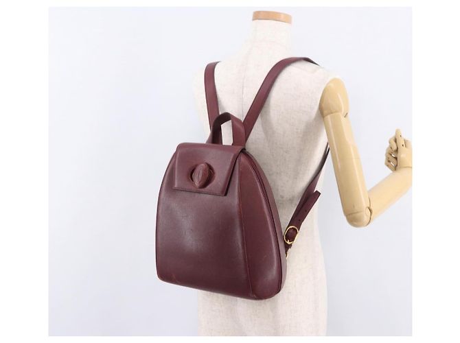 Zaino CARTIER Must Line Bordeaux Gold Auth 190550 - vista 26