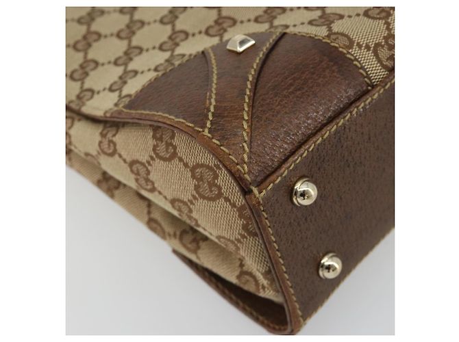 Borsa a mano GUCCI GG Canvas Beige Oro 120895 Auth mr2703 D'oro - vista 11