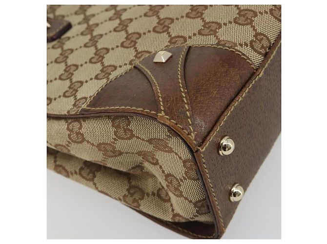 Borsa a mano GUCCI GG Canvas Beige Oro 120895 Auth mr2703 D'oro - vista 13