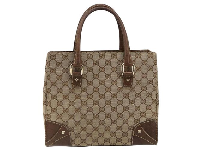 Borsa a mano GUCCI GG Canvas Beige Oro 120895 Auth mr2703 D'oro - vista 2