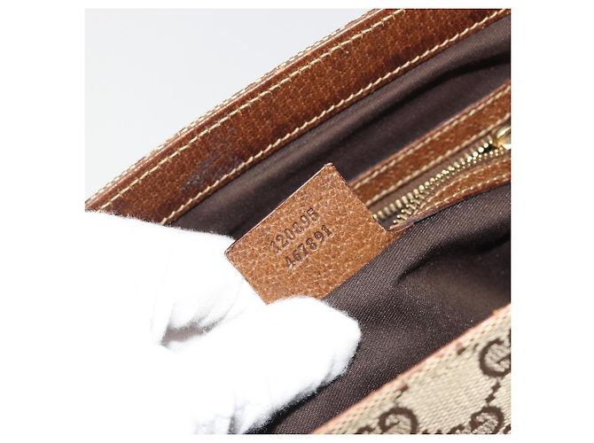 Borsa a mano GUCCI GG Canvas Beige Oro 120895 Auth mr2703 D'oro - vista 21
