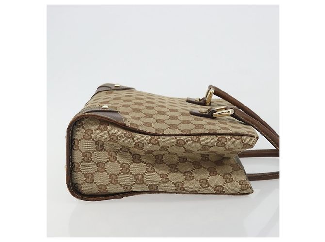 Borsa a mano GUCCI GG Canvas Beige Oro 120895 Auth mr2703 D'oro - vista 4