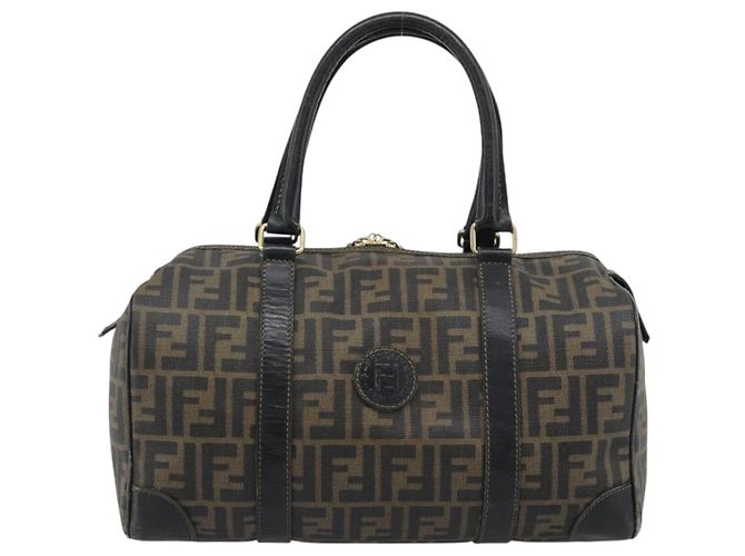 FENDI Zucca Canvas Handtasche Schwarz Braun Authentisch 186665 - Ansicht 2