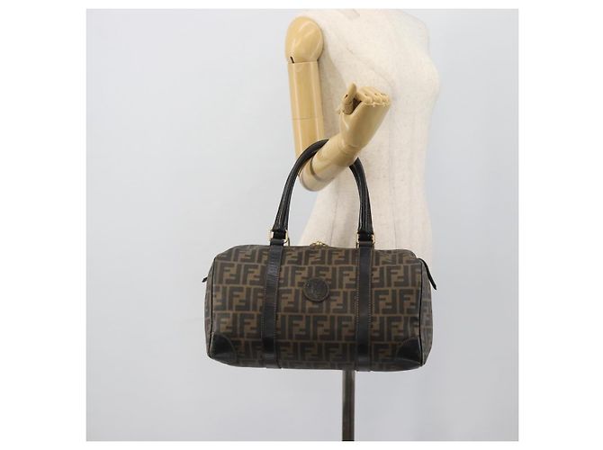 FENDI Zucca Canvas Handtasche Schwarz Braun Authentisch 186665 - Ansicht 22